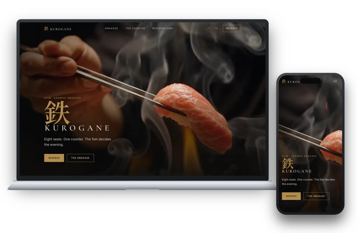 Website KUROGANE auf MacBook und iPhone