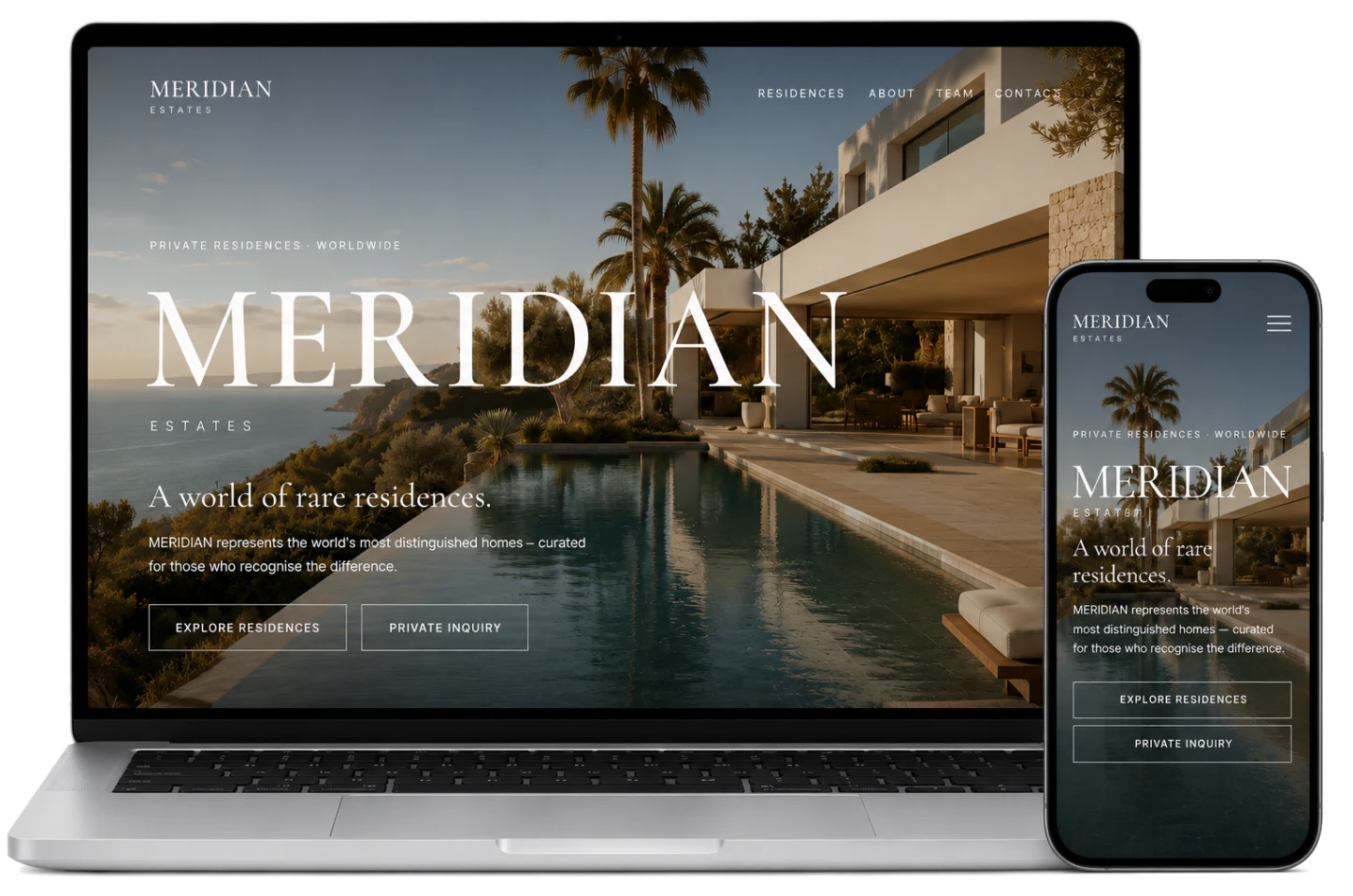 Website MERIDIAN auf MacBook und iPhone