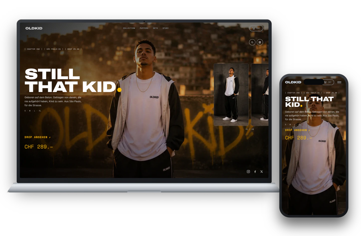 Website OLDKID auf MacBook und iPhone