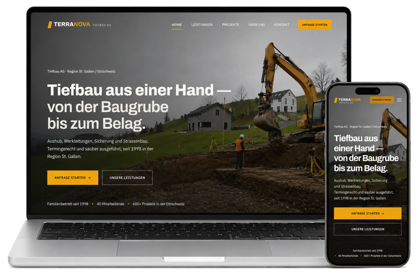 Website TERRANOVA auf MacBook und iPhone